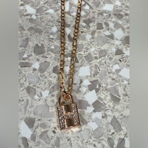 Pretty Bird Cuban Necklace w/ Gold H Padlock Pendant